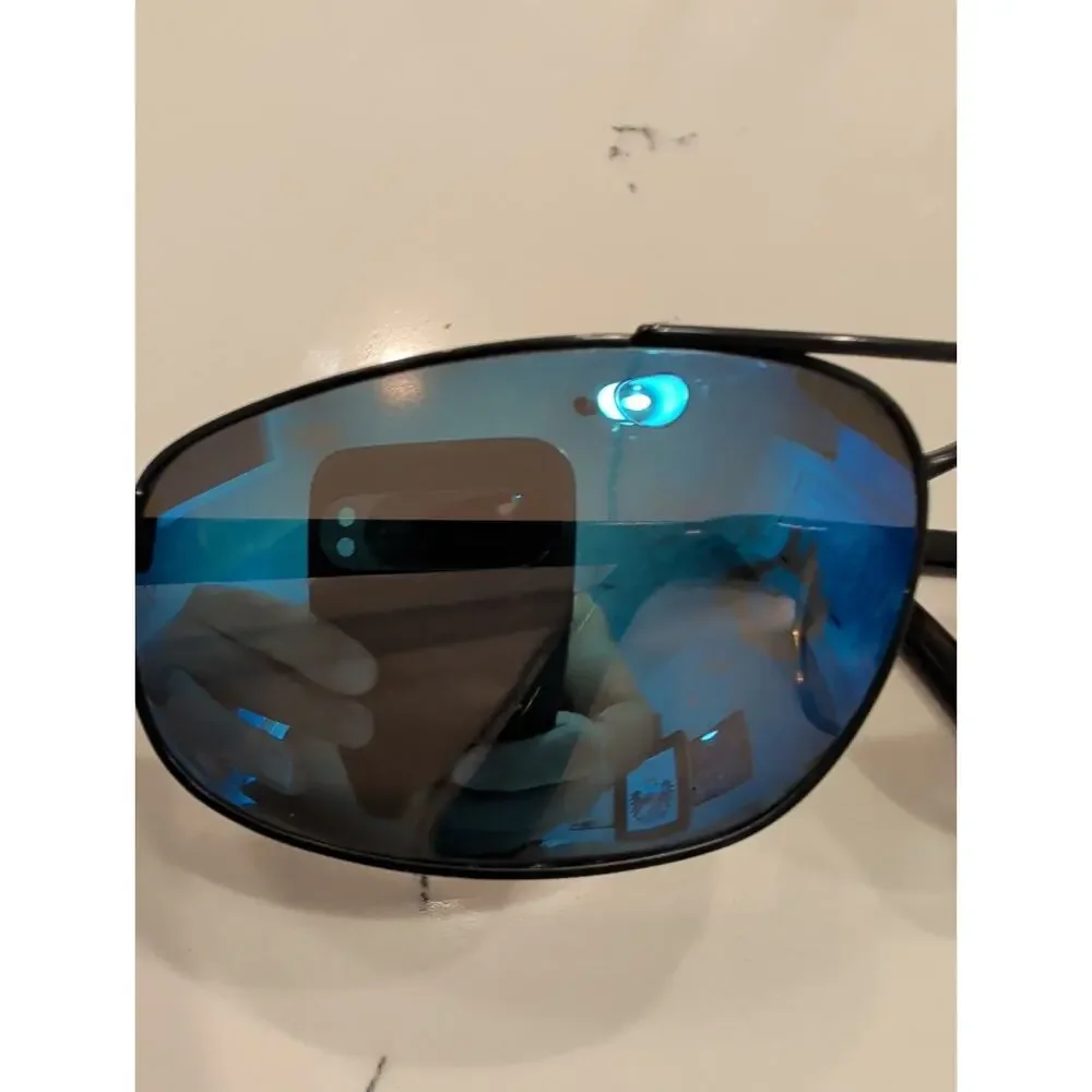 Revo 3014 001/62 Vintage Black Aviator Sunglasses Blue Mirror Lens Italy Wrap